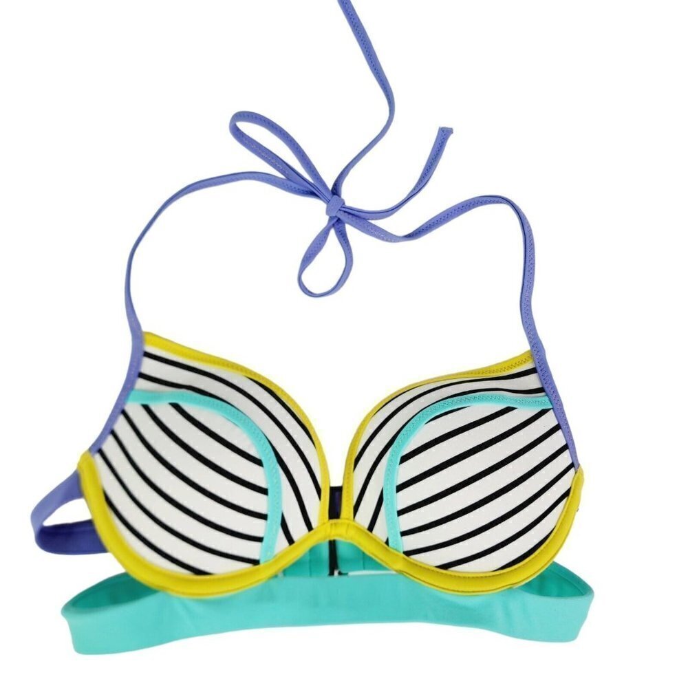 Victoria Secret Padded Bikini Swim Top Strappy Striped Size 32B‎